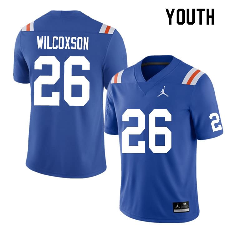 Youth NCAA Florida Gators Kamar Wilcoxson #26 Stitched Authentic Nike Blue Throwback College Football Jersey URS5165BS